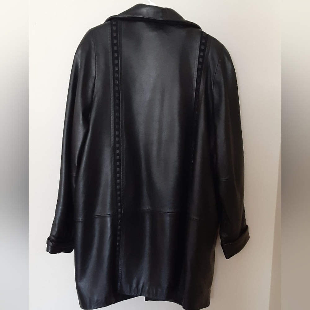 Knoles&Carter black Italian lamb skin leather coat, jacket - Picture 2 of 11
